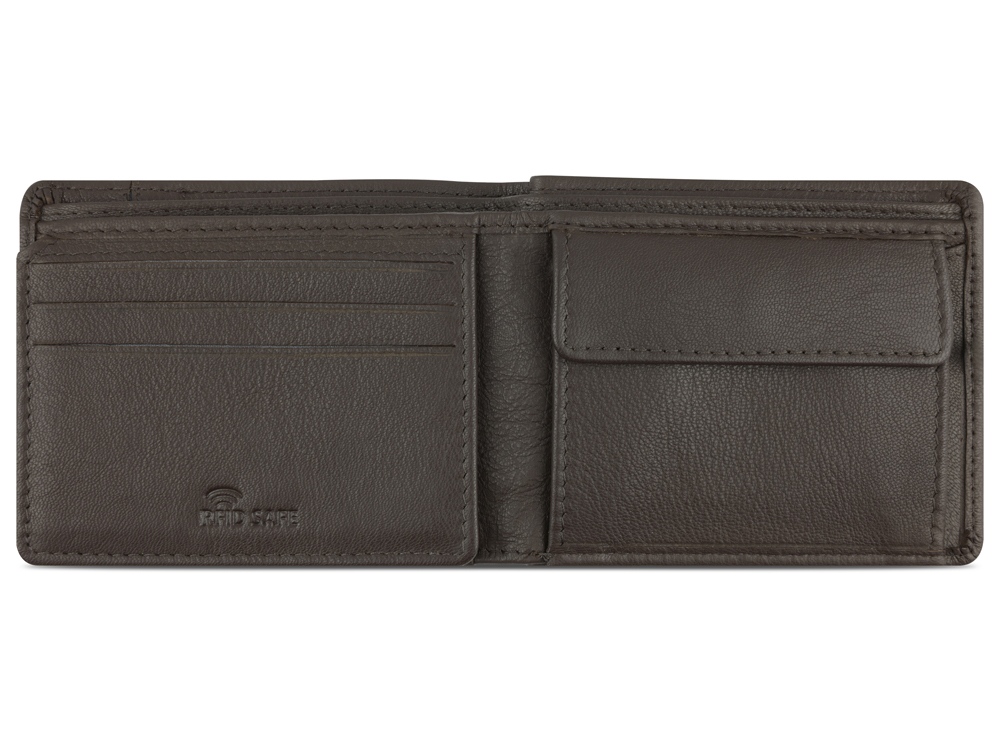 Портмоне BUGATTI Banda, с защитой данных RFID, коричневое, кожа/полиэстер, 10,5х2х8,3 см