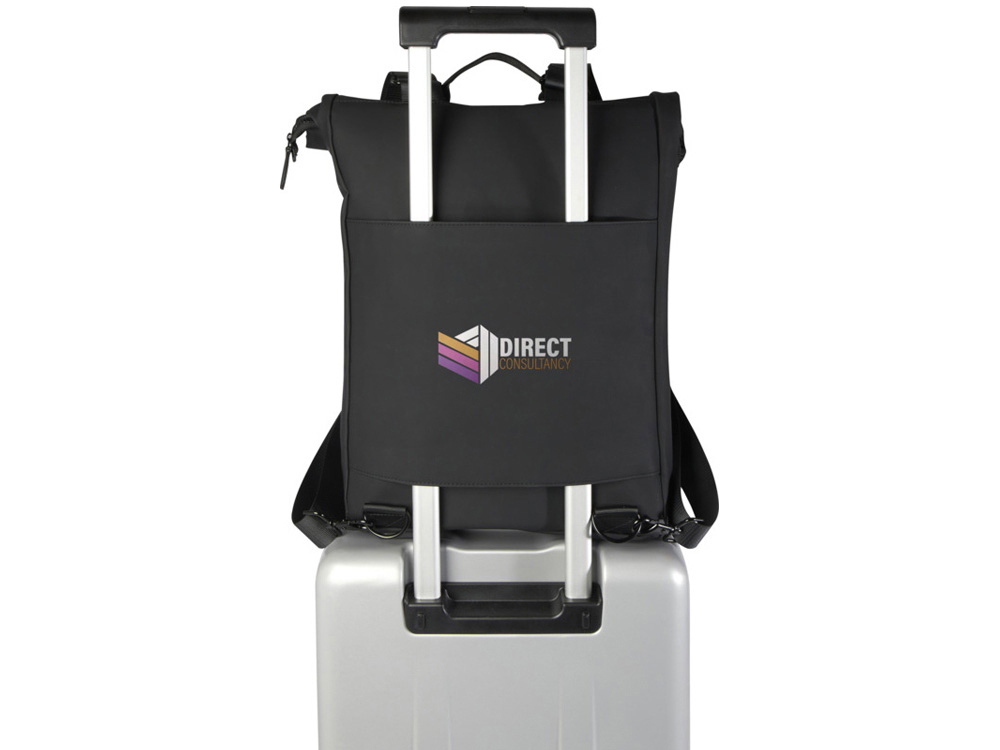 Рюкзак для ноутбука 15,6 Turner объемом 12 л со сворачивающимся верхом, изготовленный из переработанных материалов по стандарту GRS - сплошной черный