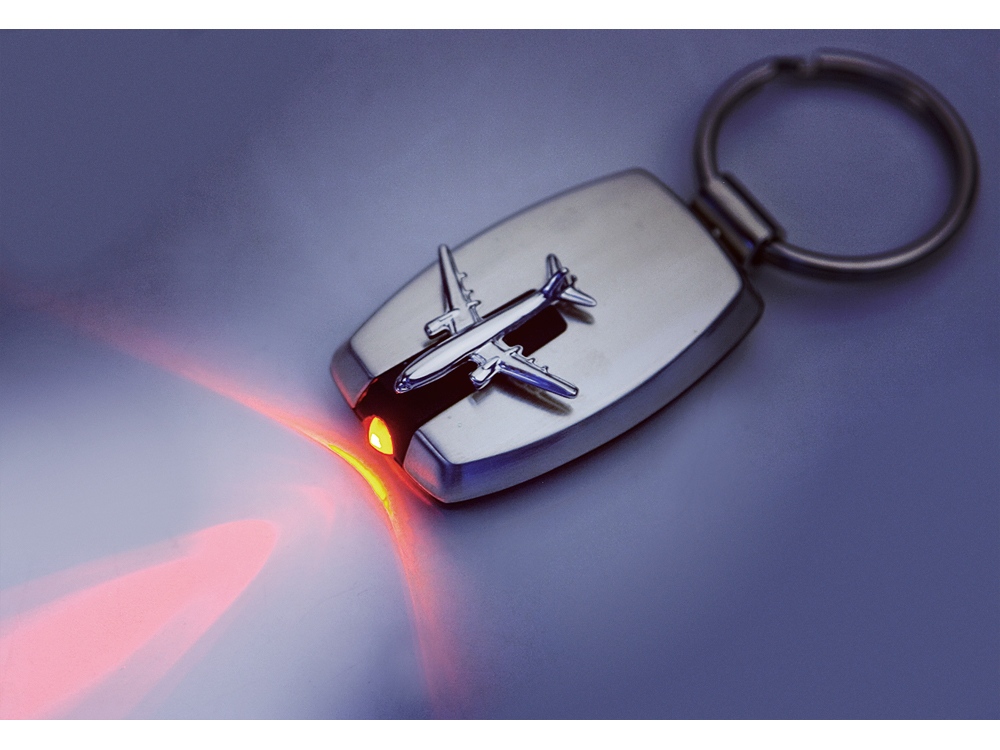 Брелок-фонарик Аэроплан, серебристый