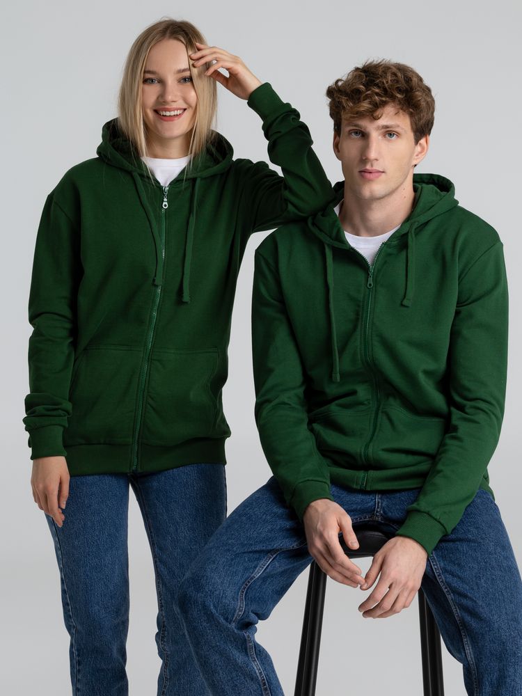 Толстовка на молнии с капюшоном Siverga Heavy 2.0, темно-зеленая, размер XXL