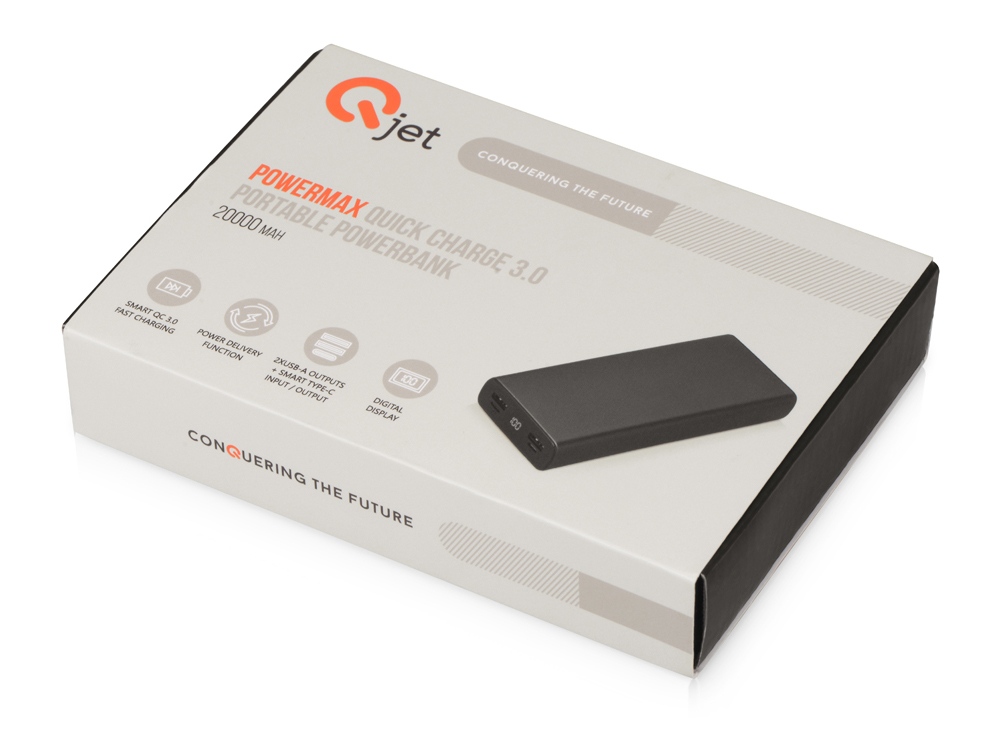 Портативное зарядное устройство PowerMax, 20000 mAh, PD + QC 3.0, черный