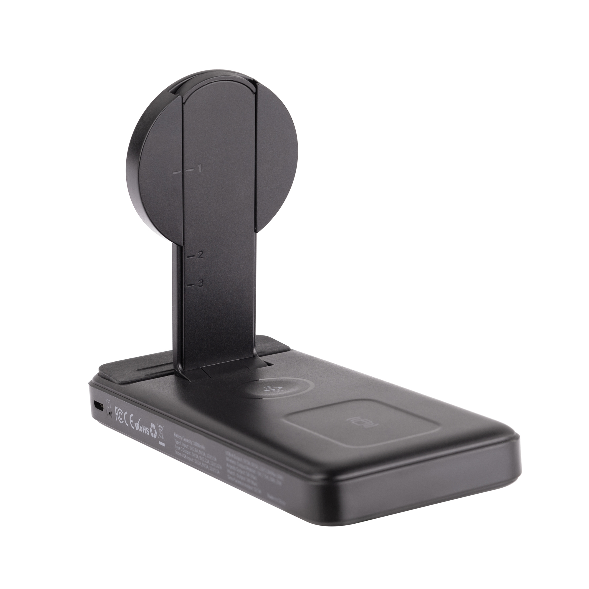 Беспроводная зарядная (20W/15W) станция-пауэрбэнк "Slider" 10000 mAh для смартфонов, наушников, часов, с подвижным зарядным блоком фото на сайте Print Logo.