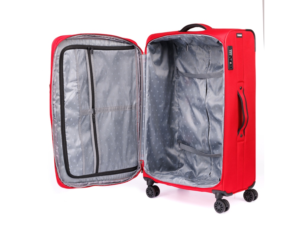 Чемодан TORBER БРОСНО, красный, нейлон 600D, 48 х 30 х 78 см, 85 л