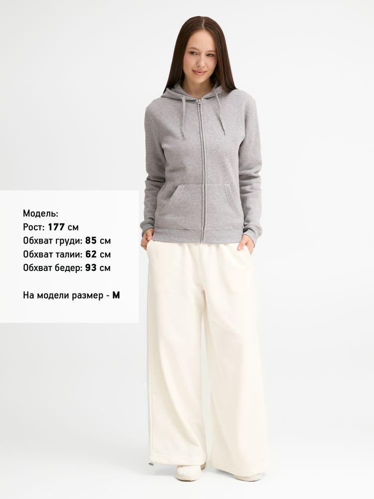 Толстовка женская на молнии с капюшоном Seven Women 290, серый меланж, размер XL