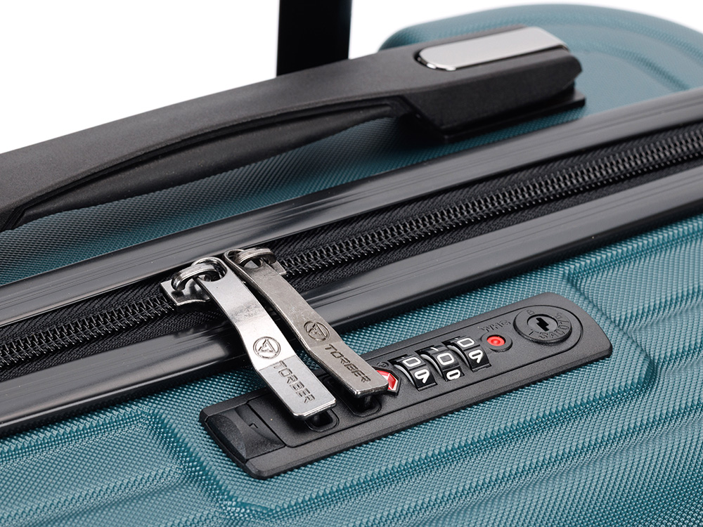 Чемодан TORBER ОНЕГА, зелёный, ABS-пластик, 59,5 х 39,5 х 24 см, 46 л