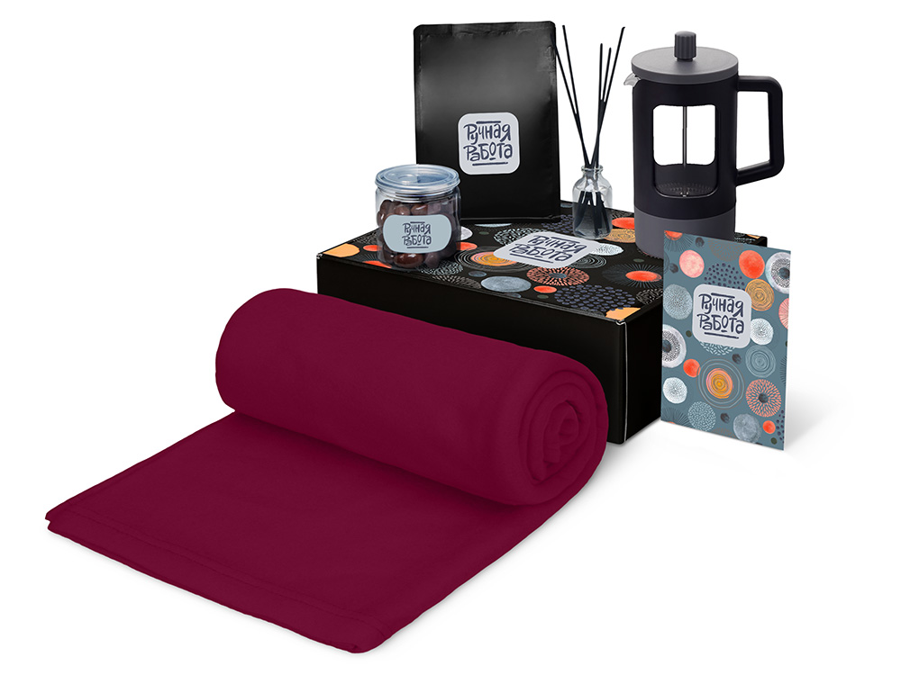 Подарочный набор Re:y. Vive с пледом, френч-прессом и кофе с логотипом  | Print Logo