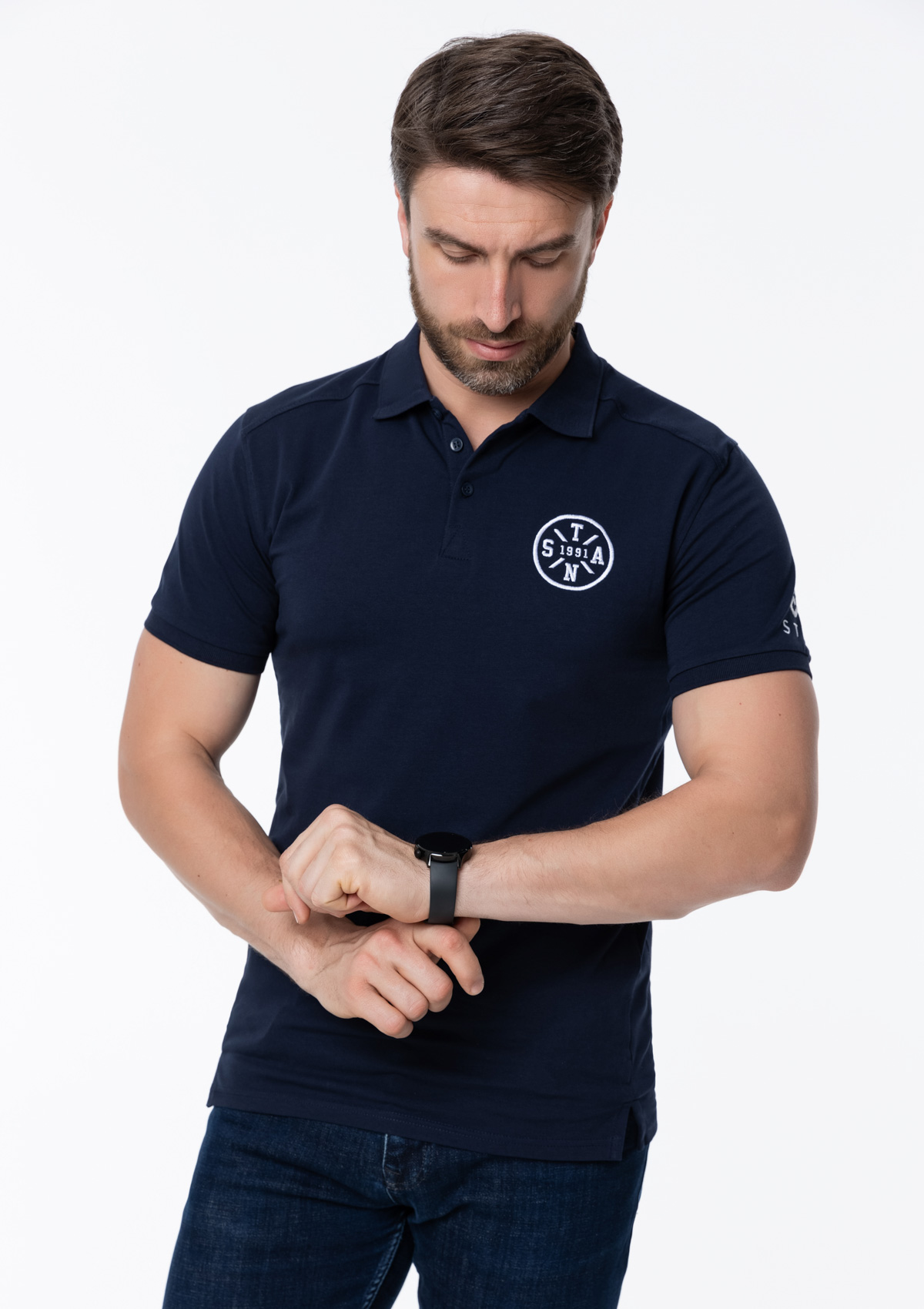 Рубашка поло унисекс STAN хлопок/эластан 200, 05, Тёмно-синий,  (46)  (52/XL)