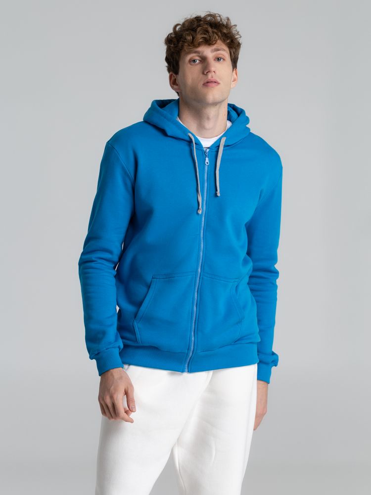 Толстовка с капюшоном на молнии Unit Siverga Heavy, бирюзовая, размер M