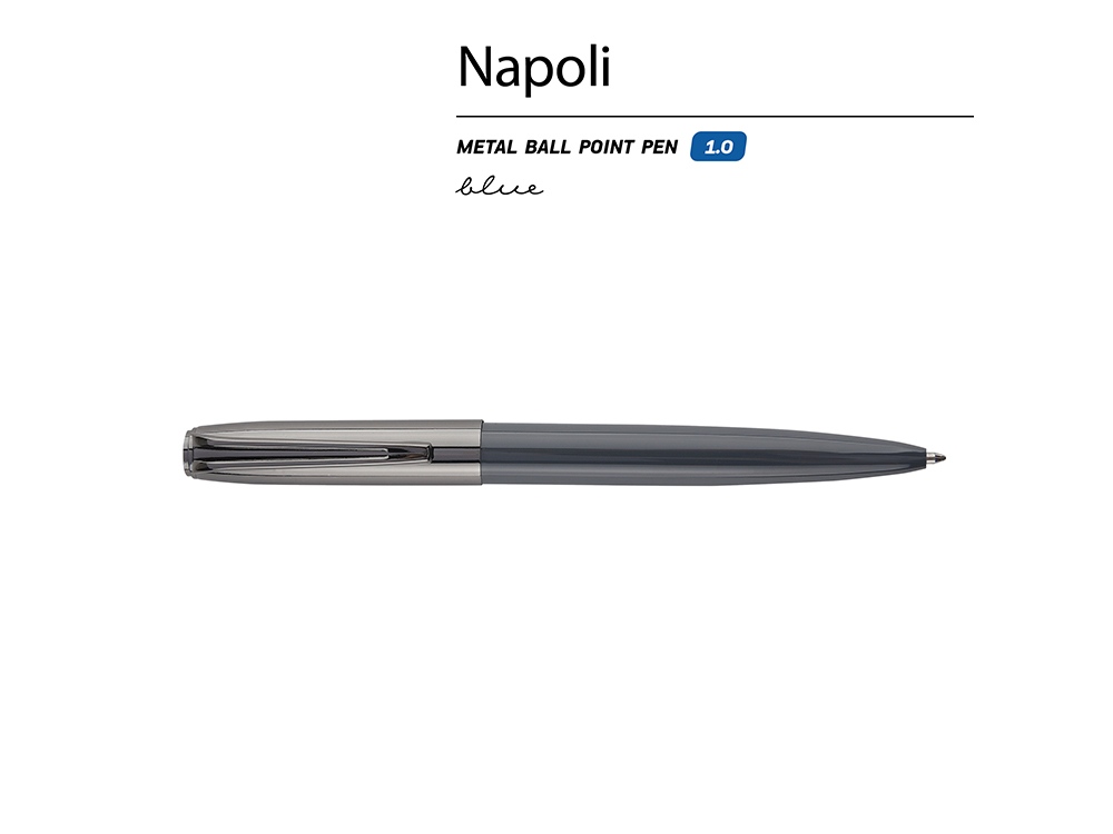 Ручка металлическая шариковая Napoli, серый/вороненая сталь