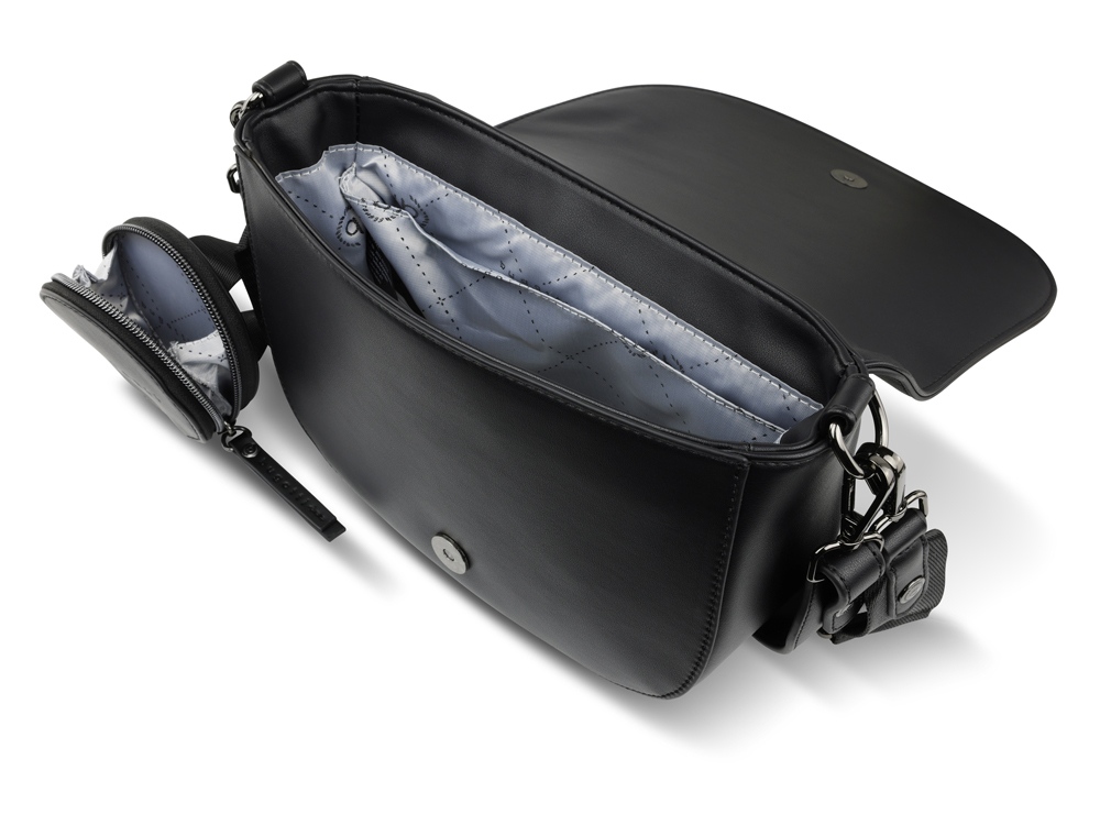 Сумка наплечная женская BUGATTI АЛМАТА | ALMATA, с кошельком, чёрная, полиуретан, 27х6х18,5 см