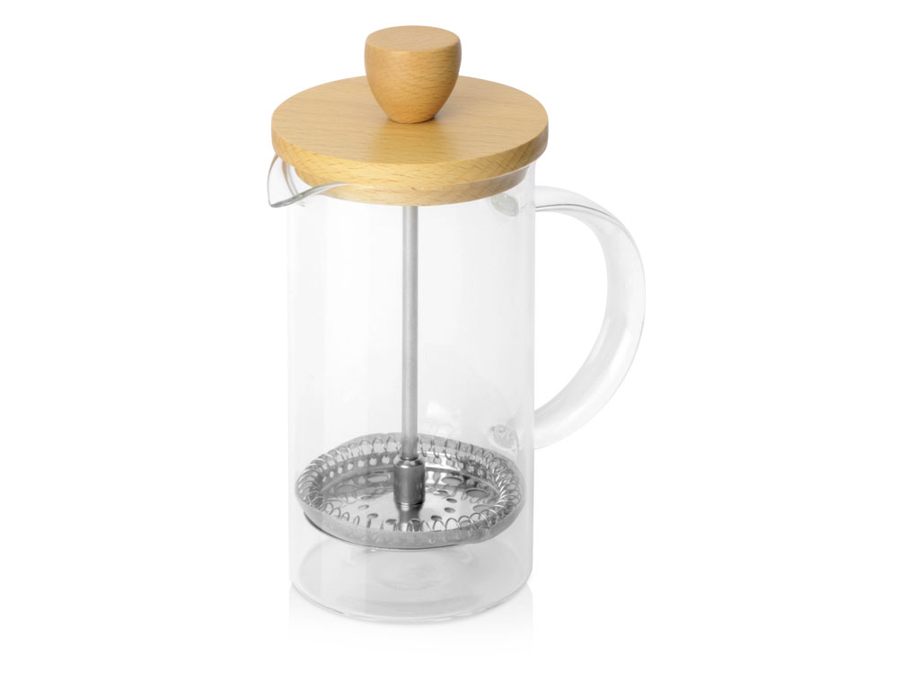 Френч-пресс с деревянной крышкой Downtime с логотипом Eat&Bite | Print Logo