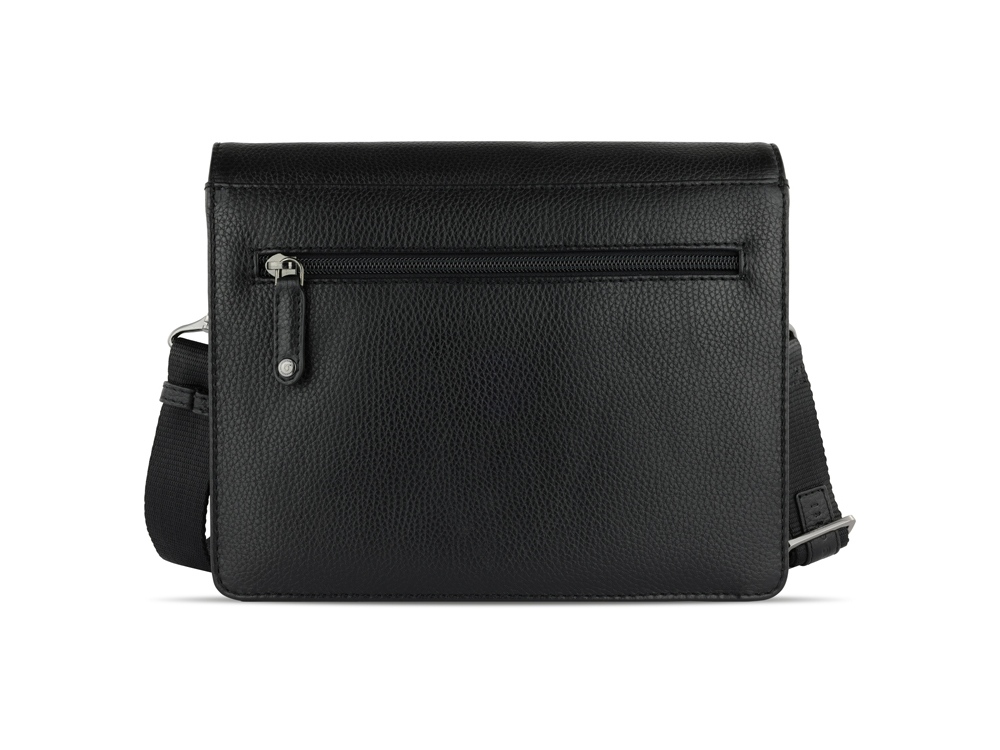 Сумка через плечо женская BUGATTI ЭЛЬЗА | ELSA, чёрная, воловья кожа/полиэстер, 25х8,5х20 см