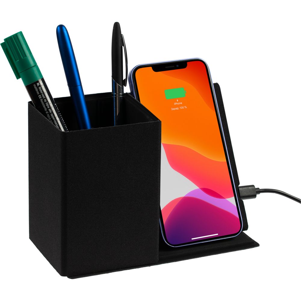 Настольный органайзер Midstream с зарядкой и стаканчиком для ручек фото на сайте Print Logo.