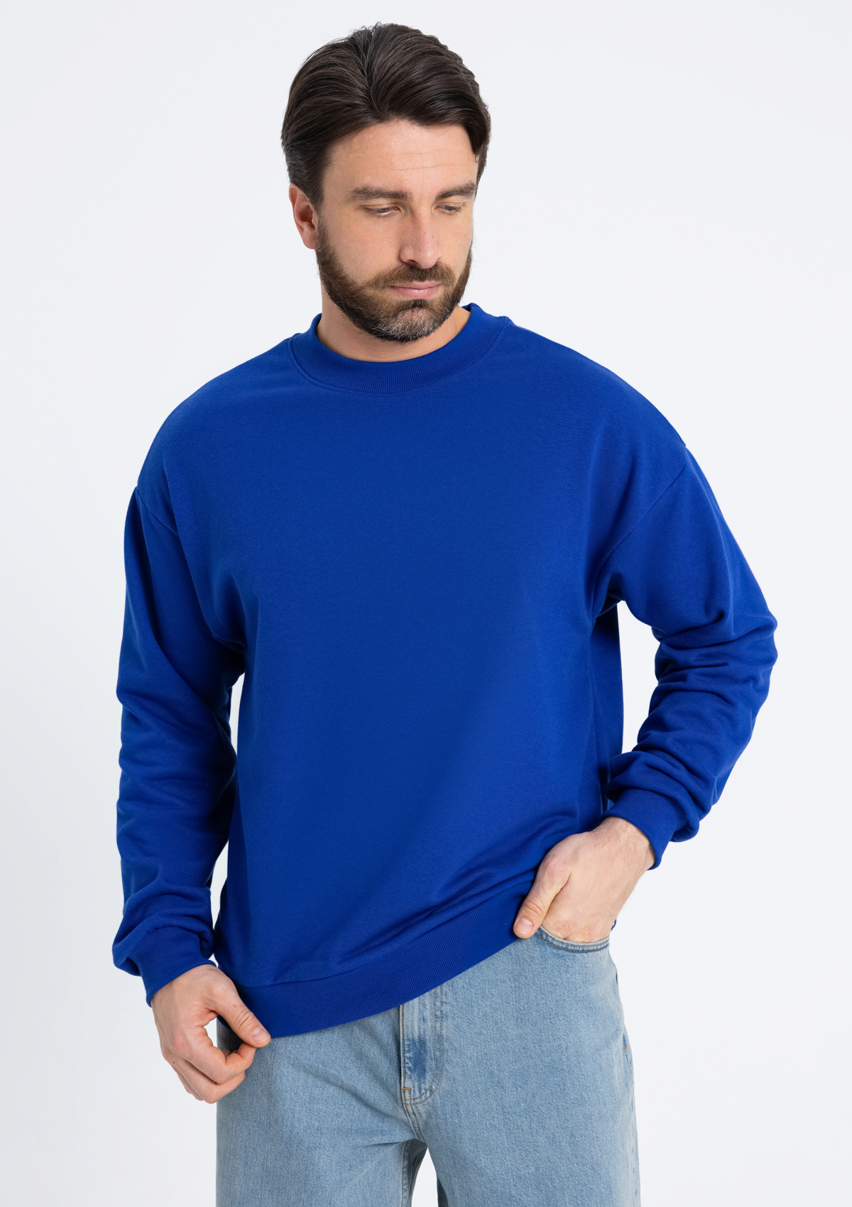 Свитшот унисекс STAN футер без начёса, 350, 96, Синий электрик,  (47)  (54/XXL)