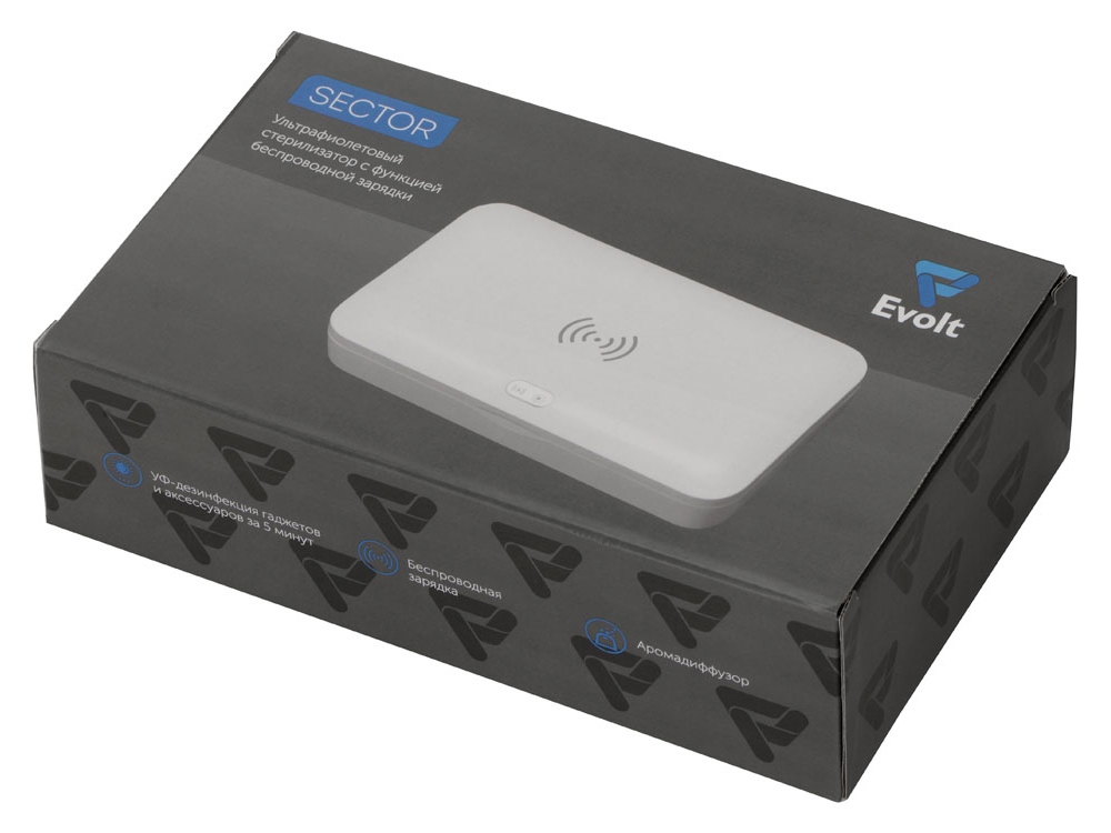 УФ-стерилизатор c функцией беспроводной зарядки Sector, Evolt, черный