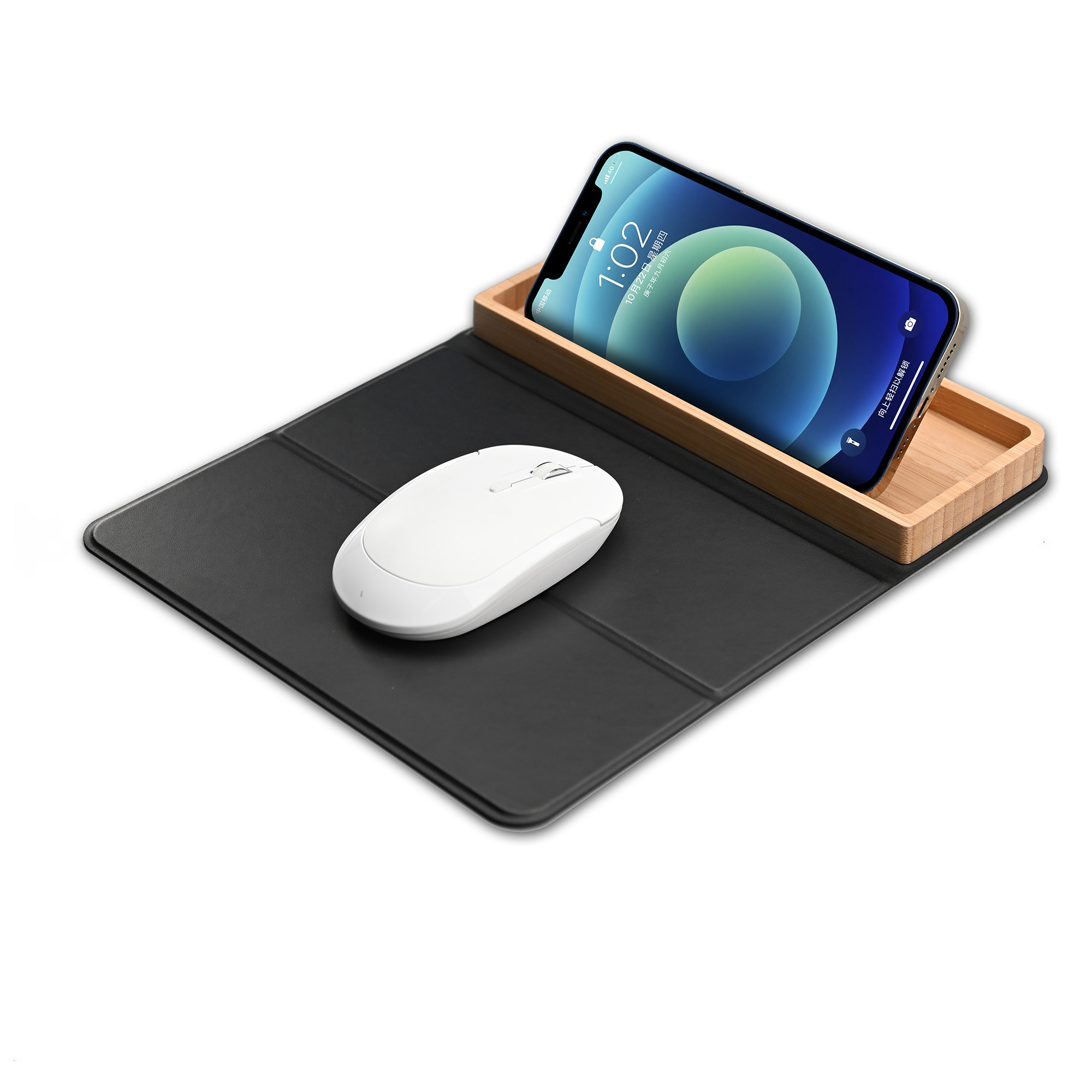 Коврик-трансформер с органайзером на магнитах с беспроводным (15W) ЗУ с подсветкой логотипа фото на сайте Print Logo.