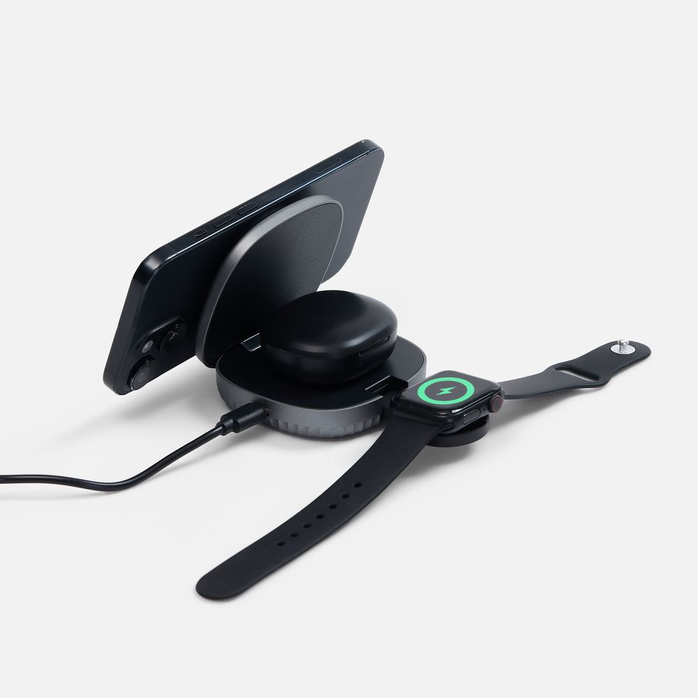 Складная станция беспроводной зарядки flowPad с логотипом Indivo | Print Logo