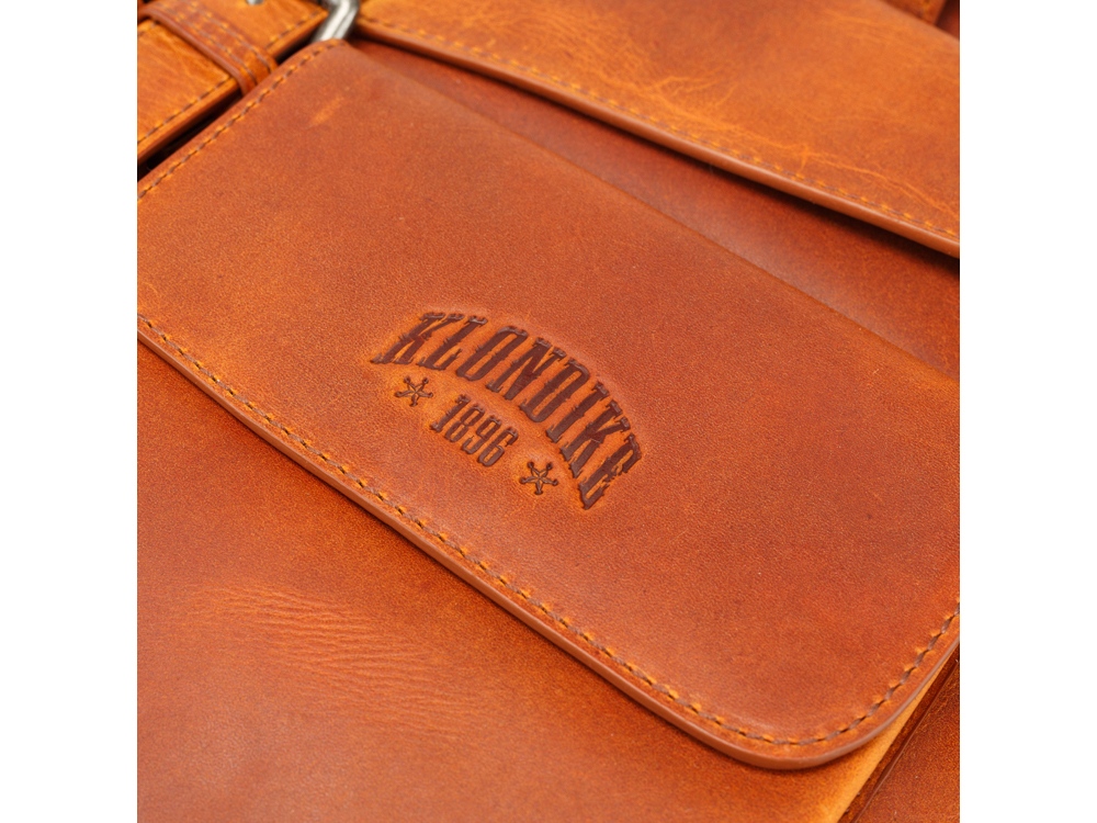 Сумка KLONDIKE DIGGER Carl, натуральная кожа цвета коньяк, 42 x 30 x 9 см