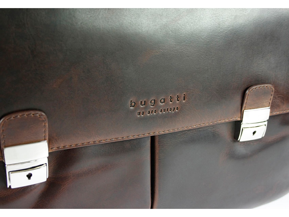 Портфель BUGATTI РОМАНО | ROMANO 15'', коричневый, натуральная воловья кожа, 43х13х32 см