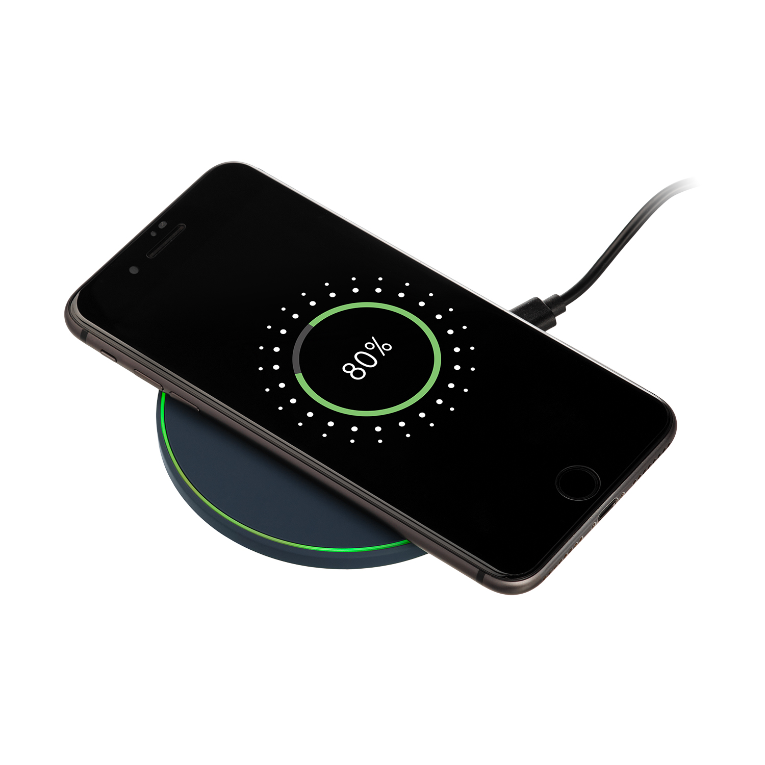 Беспроводное зарядное устройство с подсветкой 15W Аурис (Auris), синее