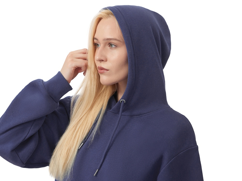 Толстовка с капюшоном оверсайз Lisbon унисекс, темно-синий