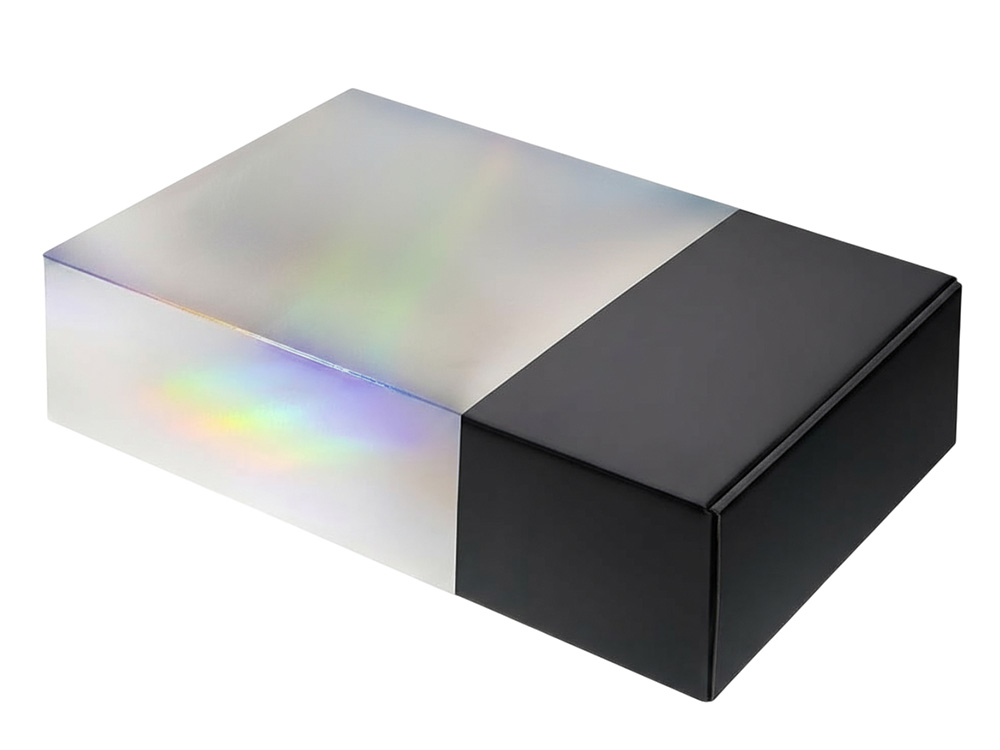 Подарочная коробка с голографическим шубером без печати Aurora, L, 260х260х100 мм.