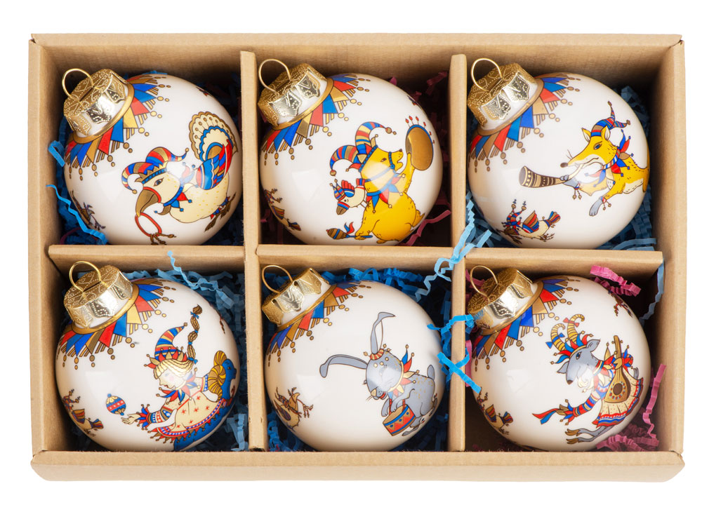 Набор новогодних шаров Зимние узоры, 6 шт