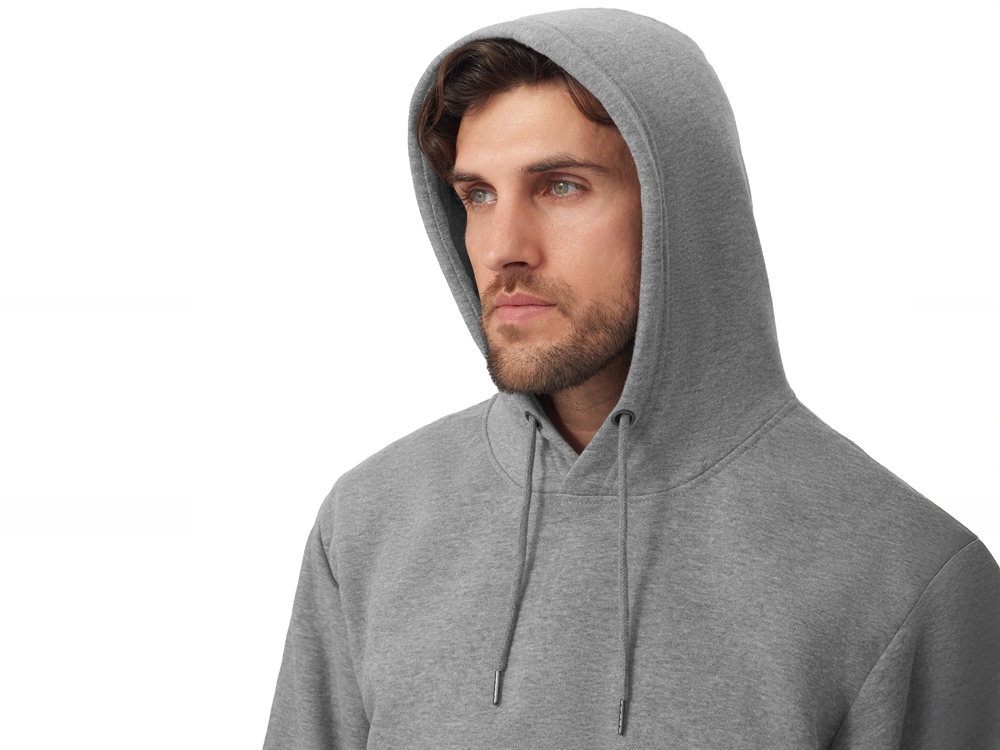 Толстовка с капюшоном оверсайз Lisbon унисекс, серый меланж