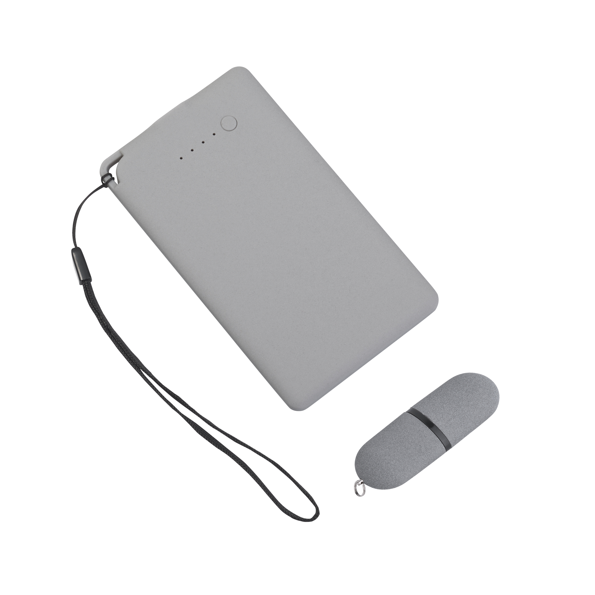 Набор "Камень" на 2 предмета, 4000 mAh /16Gb, с покрытием soft grip, серый # фото на сайте Print Logo.