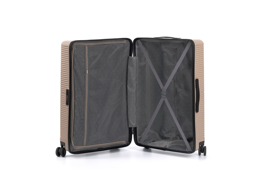 Чемодан TORBER ЭЛЬТОН, песочный, ABS-пластик, 47 х 29 х 78 см, 96 л