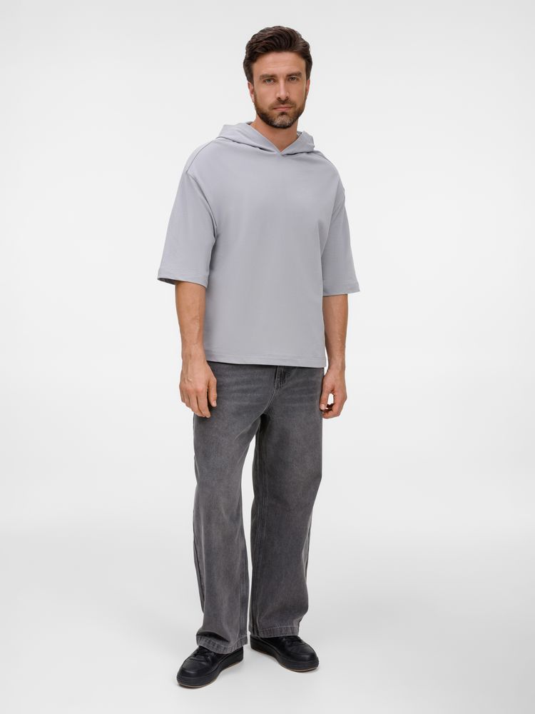 Футболка оверсайз унисекс с капюшоном Neofit, светло-серая, размер M/L