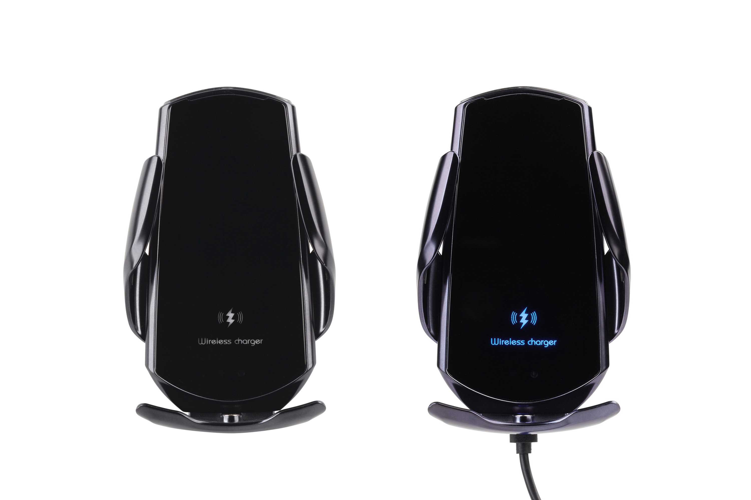 Автомобильное сенсорное беспроводное (15W) зарядное устройство "Titan" с набором переходников для магнитной зарядки, с подсветкой логотипа, черный