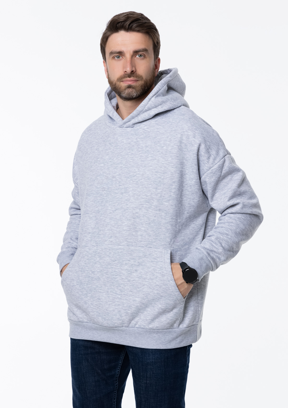 Худи унисекс STAN оверсайз интерсофт 320, 69, Серый меланж,  (50/60)  (56/XXXL)