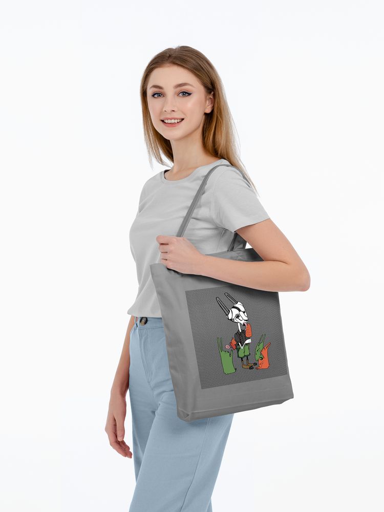 Холщовая сумка «Зайцы и морковное мороженое» — пример нанесения логотипа (Соль) | Print Logo