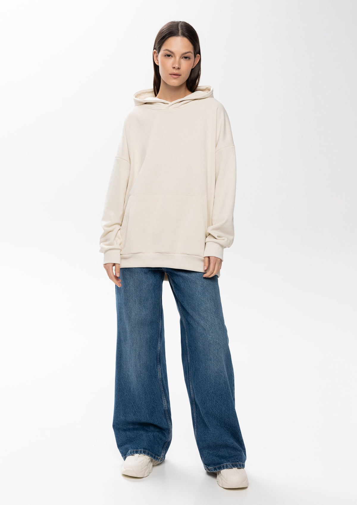 Худи унисекс STAN оверсайз футер без начёса 350, 66, Молочный,  (11)  (50/L)