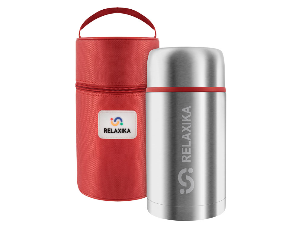 Термос для еды Relaxika 301 в чехле, 1200 мл, стальной
