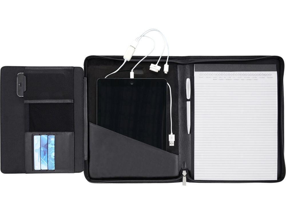 Папка для документов Jacques cо встроенным зарядным устройством, черный