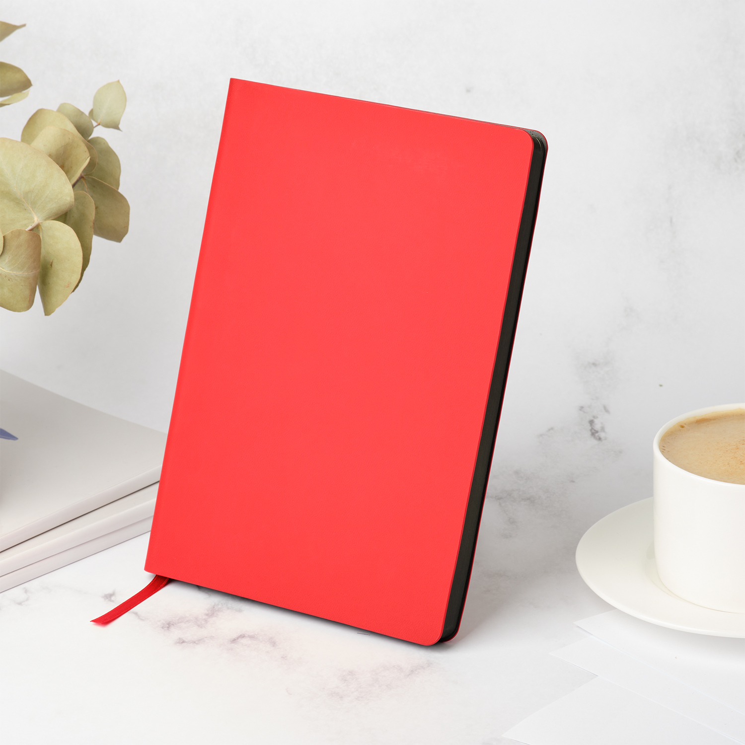 Ежедневник Латте софт-тач (Latte soft touch) недатированный, серый/красный фото на сайте Print Logo.