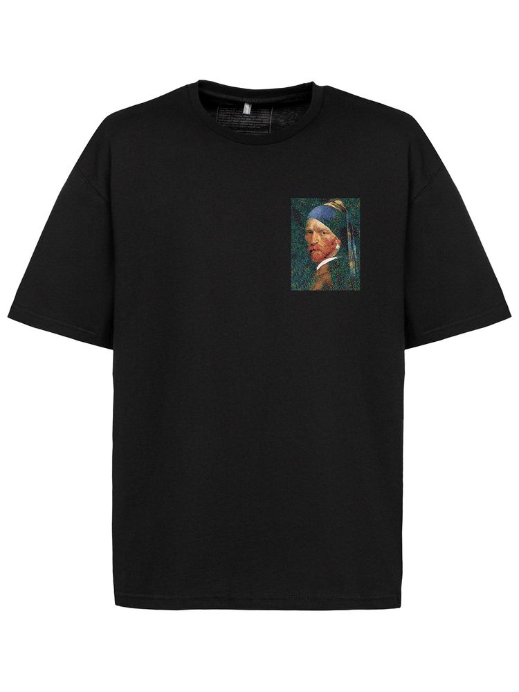 Футболка оверсайз «Мужчина с жемчужной сережкой» — пример нанесения логотипа (Соль) | Print Logo