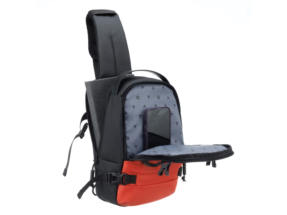 Рюкзак на одно плечо TORBER ЭКСТРИМ, оранжевый/чёрный, 20 х 8 х 31 см, 5л