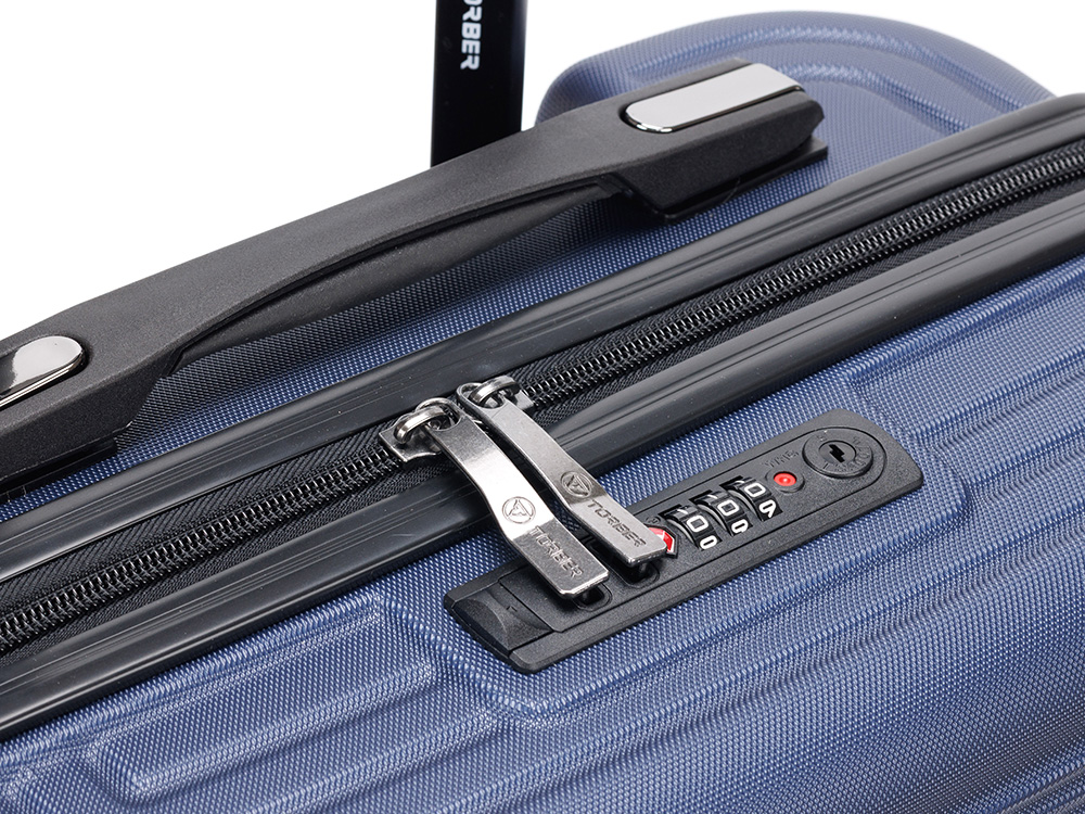 Чемодан TORBER ОНЕГА, синий, ABS-пластик, 59,5 х 39,5 х 24 см, 46 л