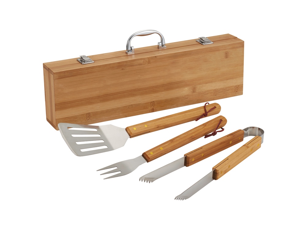 Набор для барбекю в бамбуковой подарочной коробке Well-done с логотипом  | Print Logo