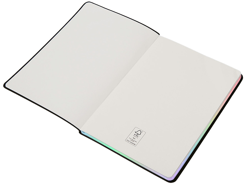 Блокнот А5 в гибкой обложке Fellini с голографическим срезом, черный