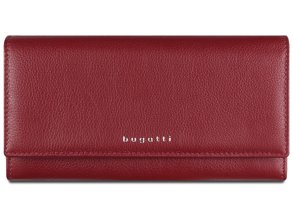 Кошелёк женский BUGATTI Lady Top, красный, натуральная воловья кожа, 20х2,5х10,5 см