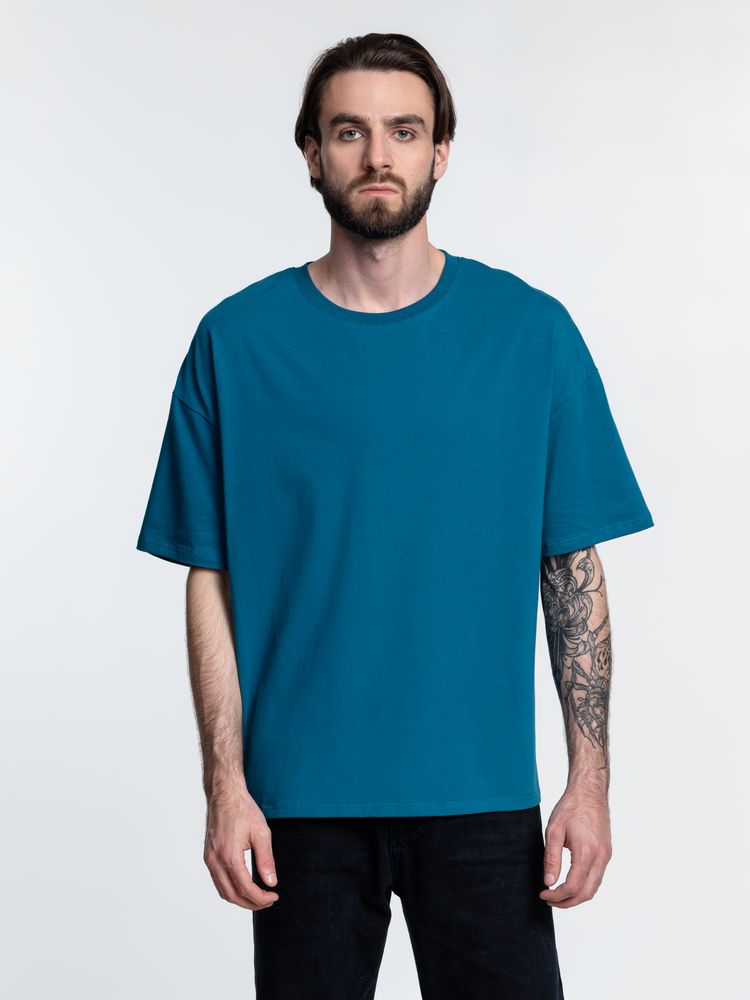 Футболка унисекс оверсайз Crosstown, бирюзовая (морская волна), размер XL