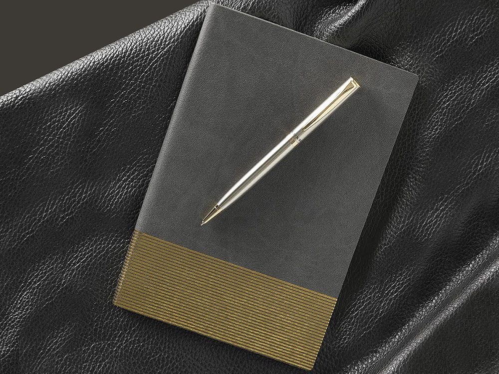 Блокнот А5 Gold lines, черный/золотистый