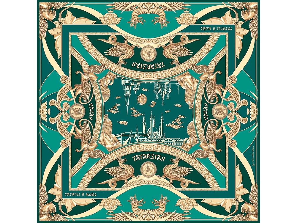 Платок Казань Драгоценная с логотипом Русские в моде | Print Logo