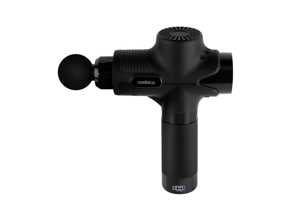 Массажер-пистолет Wellness Alpha с логотипом Rombica | Print Logo