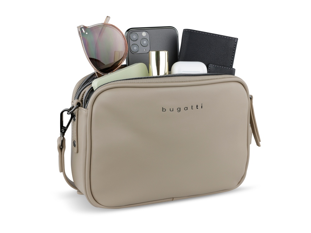 Сумка кросс-боди женская BUGATTI АЛМАТА | ALMATA, песочная, полиуретан, 21,5х6х15 см