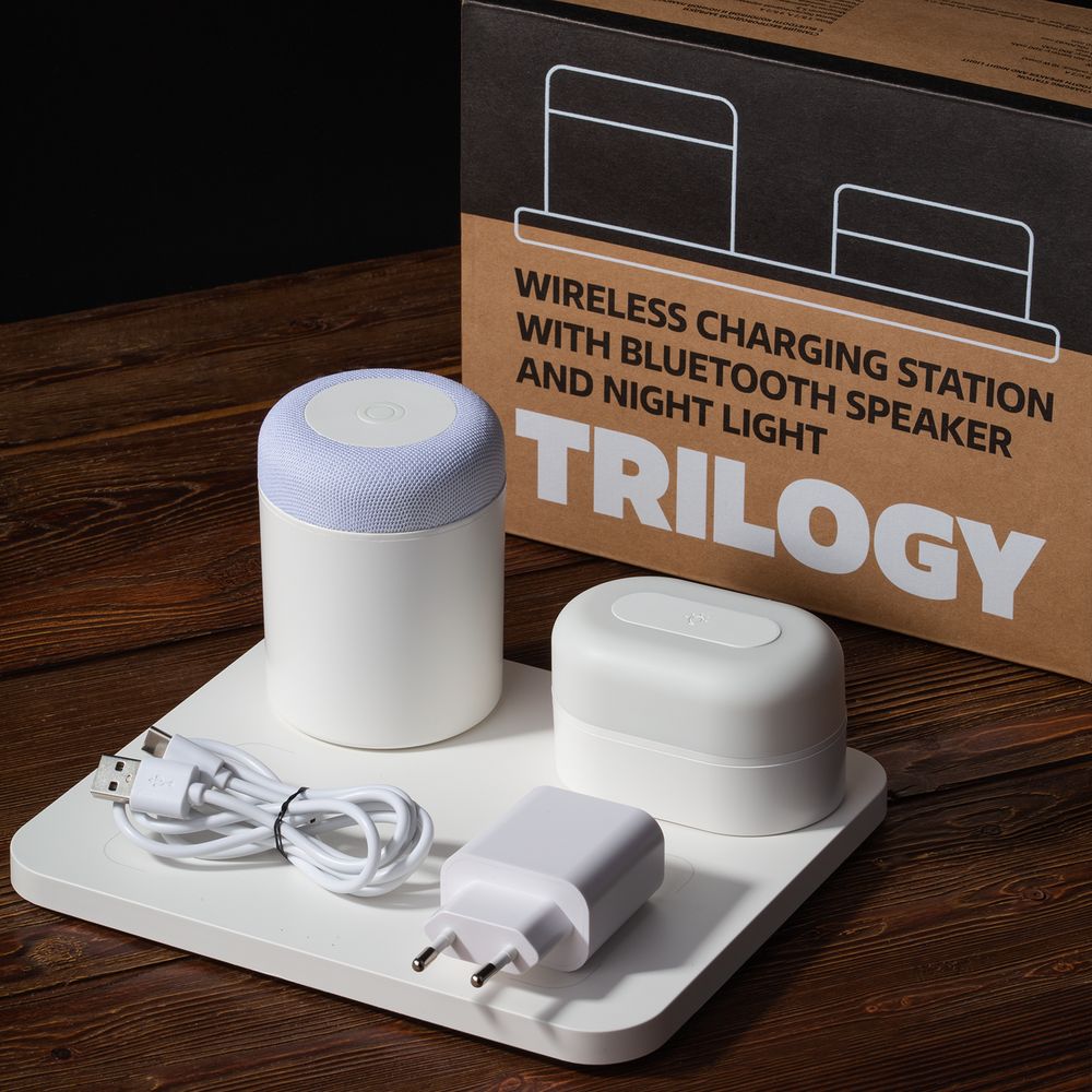 Станция беспроводной зарядки с колонкой и ночником Trilogy
